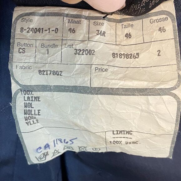 Van Gils Wool Blazer Men's 36R Navy Blue Double Breasted Gold Buttons Classic - Picture 7 of 8